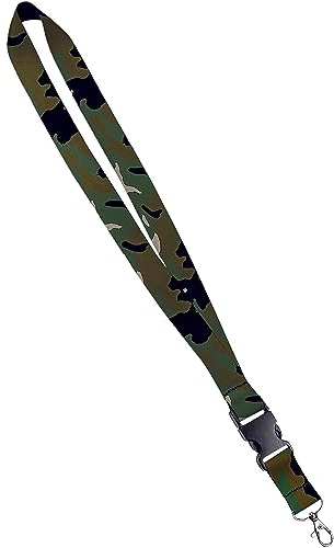 Moose Pet Wear Bedrucktes Schlüsselband – Satin-Schlüsselanhänger mit seitlicher Schnalle und Druckknopf, Ausweishalter – 1,9 cm, Camouflage
