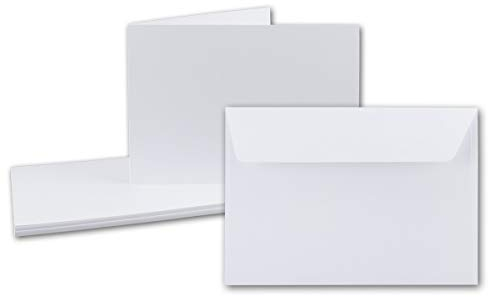 FarbenFroh by GUSTAV NEUSER 50x DIN A6 Faltkarten Set- Hochweiß/Kristallweiß - Doppelkarten querdoppelt inkl. Umschlag mit Haftklebung - 10,5 x 14,8 cm - DIN A6 / C6