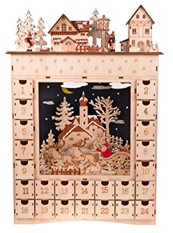 Clever Creations - Adventskalender mit Dorf-Motiv - 24-Tage-Diorama für den Weihnachtscountdown - hochwertige Weihnachtsdeko - Holz mit aufgemalten Details - aus 100% Holz - 33 x 50,2 x 7,6 cm
