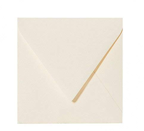 Karten24Plus 25 Quadratische Briefumschläge Farbe Zartcreme 15 x 15 cm 150 x 150 mm Selbstklebende mit Dreiecklasche Weltweit Einmalig ohne zu befeuchten der Umschläge