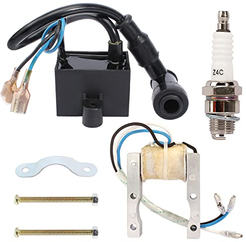QAZAKY CDI-Zündung Magnetspule Zündkerze für 49cc 50cc 60cc 66cc 70cc 80cc 2-Takt-Motor motorisiertes Fahrrad