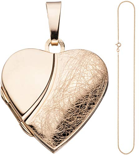 Jobo Damen-Medaillon Herz aus 925 Sterling Silber rosegold vergoldet mit Kette 45 cm