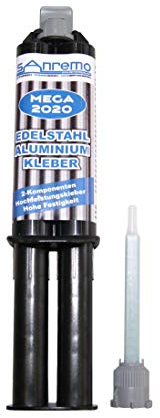 5x MEGA 2020 Edelstahl- & Aluminiumkleber 25ml + 5 Mischdüsen 2-Komponenten-Kleber