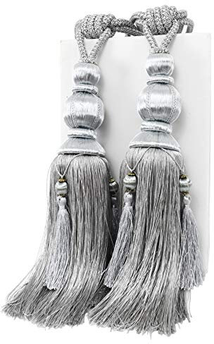 YunNasi 1 Paar Vorhang-Raffhalter für Großen Vorhang, handgefertigt Quaste Raffhalter Seil für Zuhause Büro Dekoration,Grau