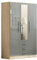 Unique Furnishings GREY Gloss Combi 3 door 3 drawer mirrored wardrobe