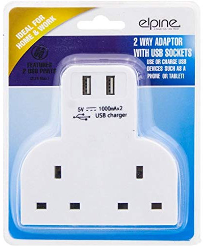 Double Socket Switch Plug 2 Gang Power Electric Adaptor Home Power 2 USB Ports