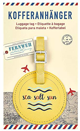 Kofferanhänger mit Adressschild | Gepäckanhänger aus Kunstleder | Mit Adressfeld zum Beschriften | Sea Salt Sun | Rund