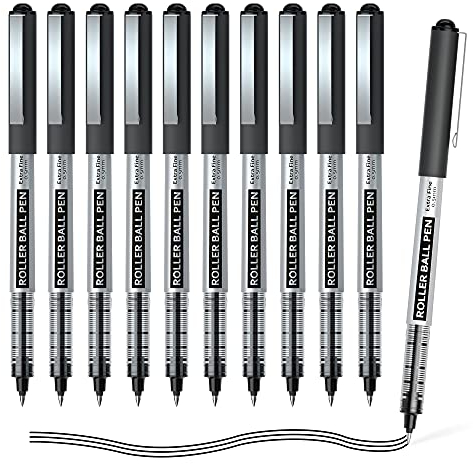 Tintenroller schwarz, Shuttle Art 10 stück Gelstifte, glatter Gel Kugelschreiber, 0,5mm feine Spitze, schnelltrocknend, flüssige Tinte, Gelschreiber geeignet für Schreiben, Tagebuch und Notizen machen