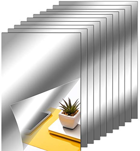 Feuilles de Miroir Flexibles Miroir Auto-Adhésif Non en Verre Autocollants de Miroir de Carreaux pour Décoration Murale de Maison (25, 6 x 9 Pouces)