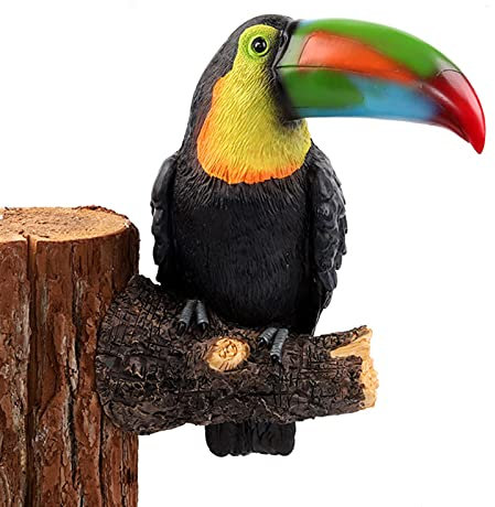 Simulation Toucan Figurine, Big-Billed Toucan Statue, Color Paint Toucan Ornaments, Resin Toucan Decor, Fake Birds Crafts, Garden Tree Hanging Pastoral Decoration Pendant