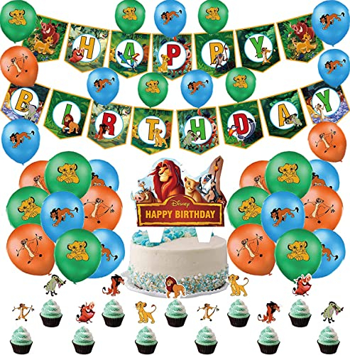 Geburtstag Dekoration Löwen Luftballons Alles Gute zum Geburtstag Girlande Kuchen Topper Geburtstagsdeko für König Der LöwenKindergeburtstag Deko