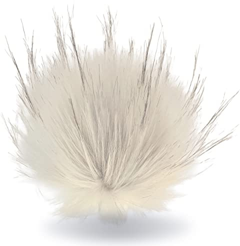 Wohnkult Bommel-Set | 3 x Kunstfell Bommel | in 26 Auswahl | Pelzbommel Ø 15-17 cm Pommel für Mützen mit Faden (Creme)