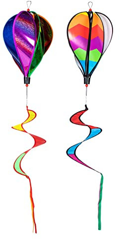 GANAZONO 2 Pièces Décoration De Jardin Éoliennes en Montgolfière Moulin à Vent Drôle Moulins à Vent pour Le Jardin De La Cour Fileuses Extérieur Carillons Éoliens Boucles Faire Tourner PVC