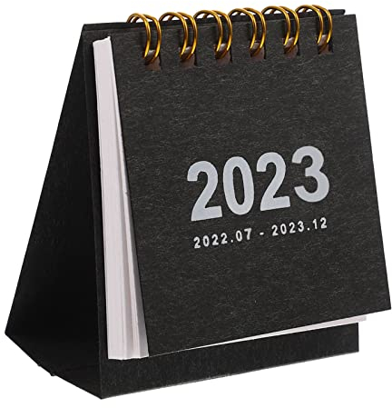 Gadpiparty Kleiner Tischkalender - Juli 2022 bis Dezember 2023 Mini-Steh-Klappkalender Doppeldrahtbindung Tischkalender Zur Planung Organisation Home Office Schule Mitternachtsdunkel
