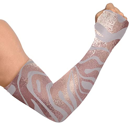 Zebra Skin Rose Gold Elegante Textur Gartenarbeit Armstulpen für Frauen Bauernhof Verteidigung Eisseide Armstulpen mit Daumenloch Sonnenschutz Arm Kühlung Abdeckung Ärmel, mehrfarbig, Einheitsgröße