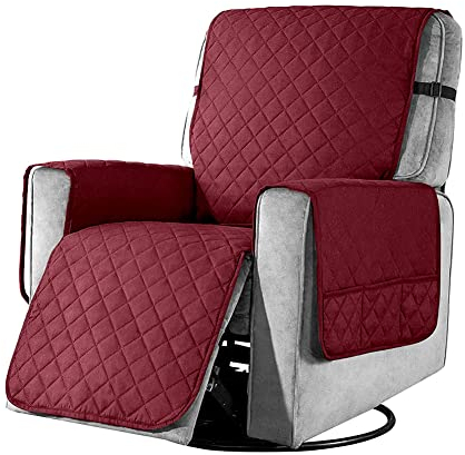 YancLife Sesselschoner mit Taschen, Sesselschoner für Fernsehsessel 1 Sitzer Taschen Sesselüberwurf Waschbar Sesselschutz Haustieren für Zuhause mit Kindern und Haustieren Hund - Small/Wine Red