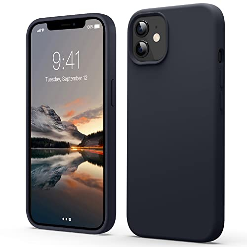 Flyzoo Flüssige Silicone Case für iPhone 12 Mini Hülle (5,4), Kratzfest & Anti-fingerabdruck Silikon Handyhülle mit Rundumschutz: 4-Schicht Schutzhülle, Erhöhter Rand für Bildschirm & Kamera Schwarz