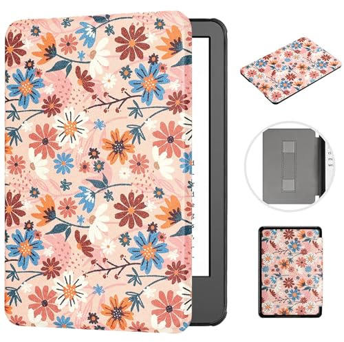 MOKASE Custodia per 6 Kindle Paperwhite 5/6/7a Generazione 2012,2013,2015,2016 (Modello: EY21 / DP75SDI), Pelle Sintetica Caso con Cinghia a Mano per Kindle Paperwhite 6 Pollici, Matisse Daisy