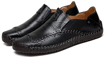 Asifn Mocasines Verano sin Cordones Zapatillas Hombre Cuero Casuales Zapatos Caballero Trabajo Ligeras Ponerse Centavo Conducción Barco Vestido Formal（Negro,43.5/44 EU,44 Tallas de la Marca