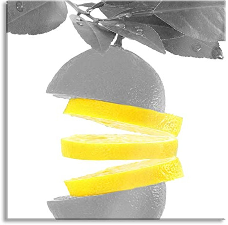 Pixxprint Glasbild, Wandbild auf Echtglas, Frische aufgeschnittene Zitrone, 80x80 cm, inkl. Aufhängung und Abstandshalter