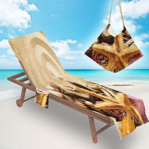 Surwin Schonbezug Für Gartenliege Strandliegenauflage Frottee Liegenauflage Stuhl Strandtuch Sun Lounger Bezug mit Tasche Sporthandtuch 3D für Sommer Garten Schwimmen (75x210cm,Khaki)