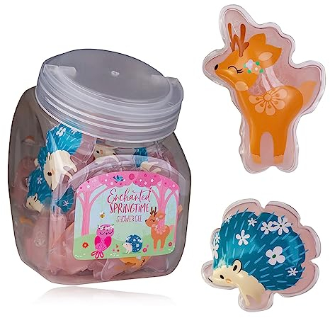 accentra Mini-Duschgel “Enchanted Springtime – Großpackung Gastgeschenk für Kindergeburtstag, Tombolapreis oder Adventskalender – Bonbonglas mit 24 x 50 ml, 2 Motive