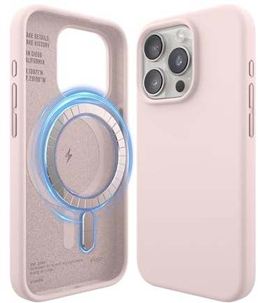 elago Magnetic Silicone Case Compatible with iPhone 15 Pro Case, Compatible with MagSafe All Accessories,Built-in Magnets,Premium Silicone,Full Body Protective Cover [5 Layer Structure] (Lovely Pink)