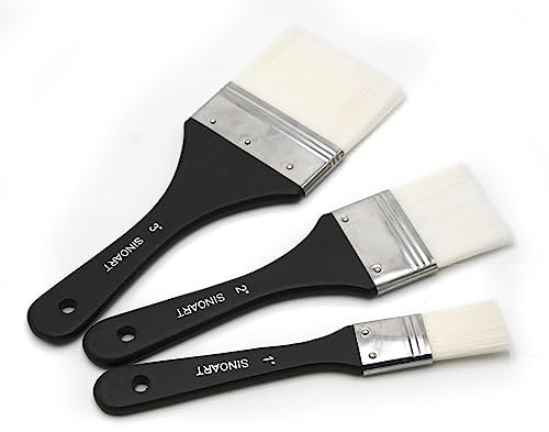 Paintersisters Flachpinsel 3er-Set Synthetikborsten Weiß Grundierpinsel in 2,5 cm, 5 cm & 7,5 cm