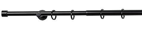 ondeco Gardinenstange ausziehbar 1-lauf 16-19mm Kappe für Fenster mit Wandmontage Black 120-210 cm