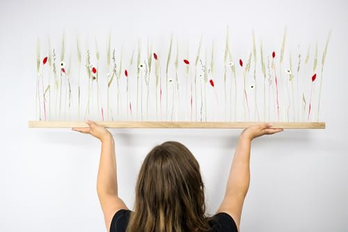 Flowerbar Landleben | Trockenblumen & edle Eiche (120 cm) Blumenleiste, Flowergram, Dekoration, Getrocknete Blumen und massives Eichenholz, Nachhaltige Blumendekoration