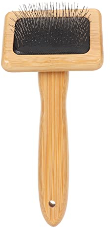 Sheepskin Wool Brush, Sheepskin Wool Wire Brush with Hole Air Bag Cushion, Macrame Slicker Comb Pet Slicker Brush with Wood Handle for Grooming, Removing Shedding and Dirt (S)