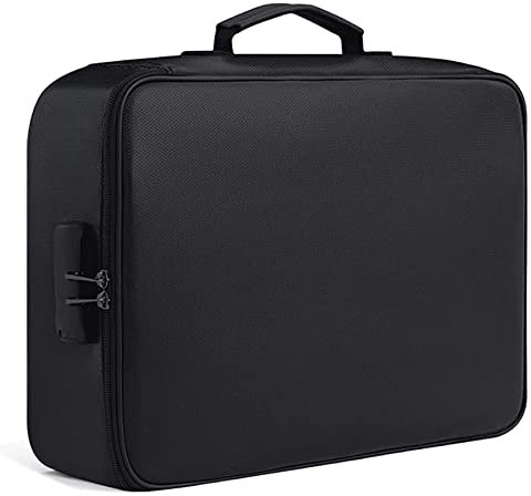Geieold Sac à Documents Ignifuge avec Serrure Bureau à Domicile Voyage BoîTe de SéCurité Ignifuge et éTanche PoignéE Portable Stockage de Fichiers