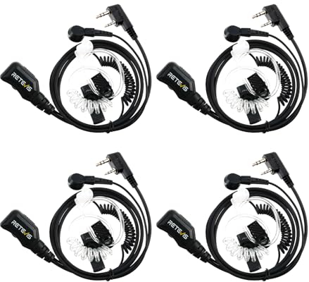 Retevis Funkgerätes Set Ohrhörer mit PPT, 2-poliges Funk-Headset, Security Headset für Funkgerät kompatibel mit Kenwood Two Way Radio RT24 RT27 RT622 (4 Stück)