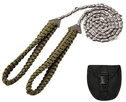 HUIOP 27 Inch 11 Teeth Pocket Chainsaw with Paracord Handle Hand Chain Saw Emergency Survival Equipment Outdoor for Camping Hiking Backpack Tree Cutting