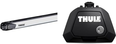 Thule SlideBar 891 Lastenträger & Raised Rail Evo Fußsatz für Fahrzeuge mit offener Reling, 710410, Black (schwarz), Einheitsgröße
