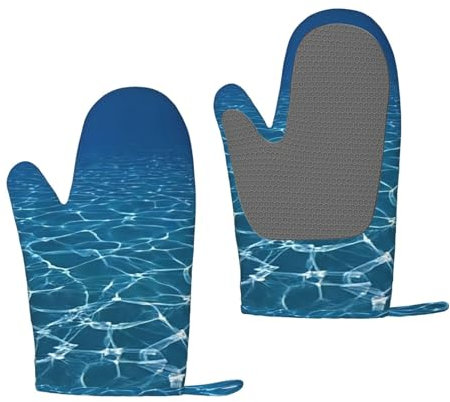 Blue Deep Ocean hitzebeständige rutschfeste Ofenhandschuhe aus Silikon für die Küche (ein Paar) zum Kochen, Grillen, Backen