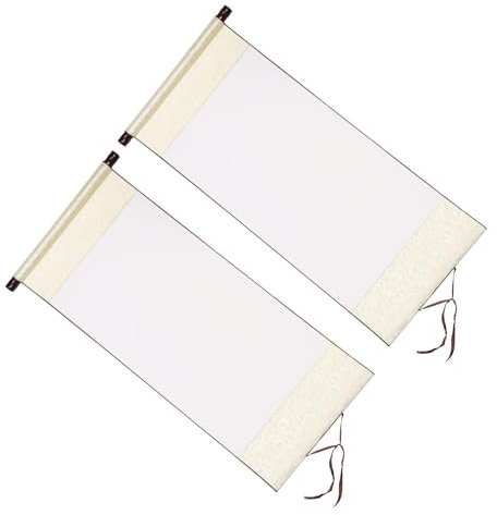 PATIKIL 35x16 Inch Rouleau De Papier Xuan, 2 Pack Soie Mi-Raw Ripe Blanc Rouleau Suspendu Pour Calligraphie Chinoise Pratique Peinture Art ornementation Maison, Blanc