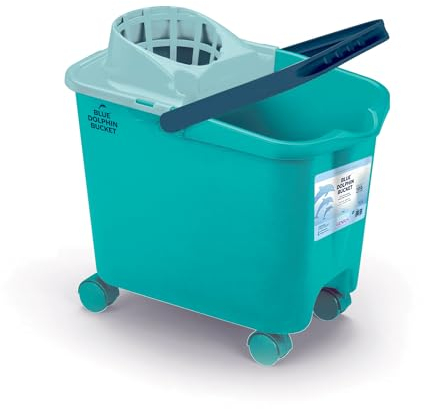 Blue Dolphin - Secchio per mocio con strizzatore e ruote 14L realizzato con materiali riciclati sostenibile ideale per la pulizia della casa e dei pavimenti