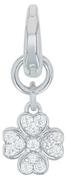 Amor Charm 925 Sterling Silber Damen Charms, mit Zirkonia synth., 1,7 cm, Weiß, Kleeblatt, Kommt in Schmuck Geschenk Box, 2038500