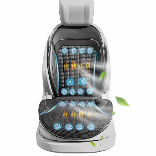 LifeUp Kühlender Sitzbezug für Auto, Sommer, kühlendes Autositzkissen, Massage, warm, belüftet, Autositzbezug mit 16 Ventilatoren, Vordersitz-Kühler für Fahrzeug, 12 V, 3-in-1 (schwarz, 1 Stück)