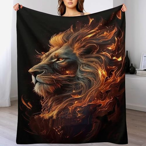 PAZZK Löwe Kuscheldecken,Decke, 3D-Digitaldruck Kuscheldecke, Flannel Decke, Weich Wohndecke, Sofadecke Decke Für Kinder Jungen Erwachsene（140×180cm）