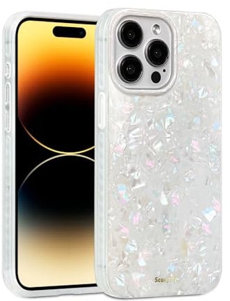 SCORPIFY for iPhone 13 Pro Case [Compatible with MagSafe] with Colorful Pearl Iridescent Design, Cute Clear Magnetic Phone Cover for Women Girls and Men, Bumper with Mother of Pearl Shell Pattern