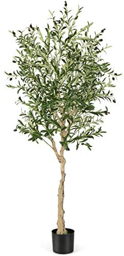RELAX4LIFE Olivenbaum Künstlich 182cm Kunstpflanze Groß Künstliche Pflanzen im Topf Kunstbaum wie echt Fake Plant Plastik Pflanze Deko Wohnzimmer Schlafzimmer Büro (182 cm,1)