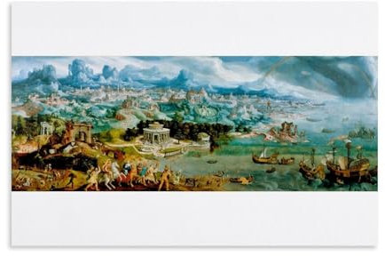 Maarten Van Heemskerck Panorama mit der Entführung von Helen inmitten der Wunder der Antike von Maarten Van Heemskerck, Leinwand-Kunstdruck, Foto, Bild, Gemälde, Raumdekoration, Heimdekoration,