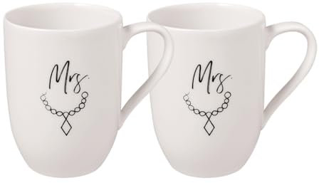 Villeroy & Boch – Statement Mug Set Mrs & Mrs, 2-Piece Mug Set, 290 ml, Gift Packaging, High-Quality Mugs Made of Premium Porcelain, Perfect for Couples, Gift for Weddings, Black