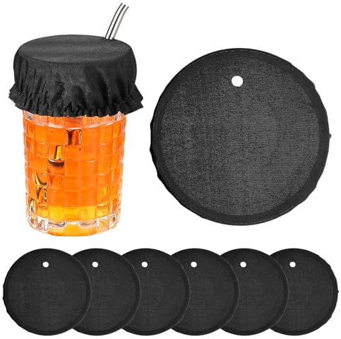 6PCS Drink Covers Anti Spike Reusable & Washable Elastic Cup Glass Cover Scrunchies for Alcohol Protection, Polyester Drink Protector Nightcap with Straw Hole for Girls Women Bar Club Party