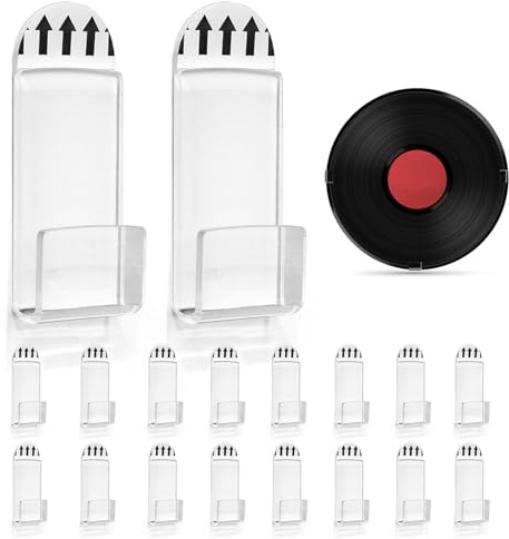 TZMFHD 18 Pcs Vinyl Wall Mount, Self-Adhesive Vinyl Record Display, Vinyl Record Wall Mount, Suitable For Living Room Office To Display Vinyl Record Tape Vinyl Shelf (Transparent)