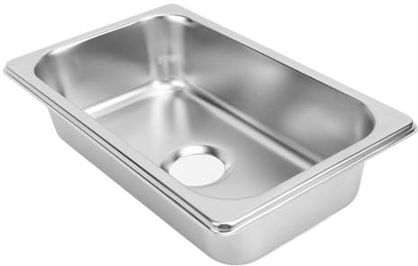 Syrisora Lavandino Cucina Rettangolare in Acciaio Inox RV 304 con Scarico Fognario 40 Mm per Barca, Caravan, Yacht, Lavabo Montato su Barca (Disegno di lucidatura GR‑1465)