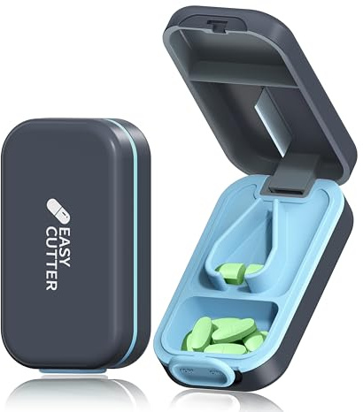 ViLoSa Pill Cutter | Pill Splitter for Small or Large Pills | Design in The USA| Cuts Vitamins | Pill Splitter with Buckle Design Easy to Open | Detachable pad Easy to Clean(‌Azure‌)