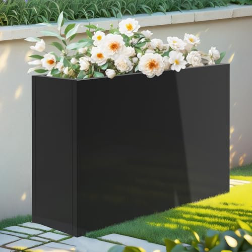 Toriexon Metall-Pflanzgefäß, 91,4 x 30,5 x 61 cm, strapazierfähig, hoch, rechteckig, mit herausnehmbaren Einlegeböden für Veranda, Garten, Terrasse, Hof